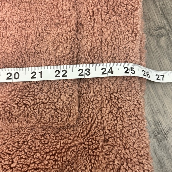 FARROW Teddy Sherpa Sweater Cardigan Coat Pink Rose Brown Tan Size M - Picture 12 of 13